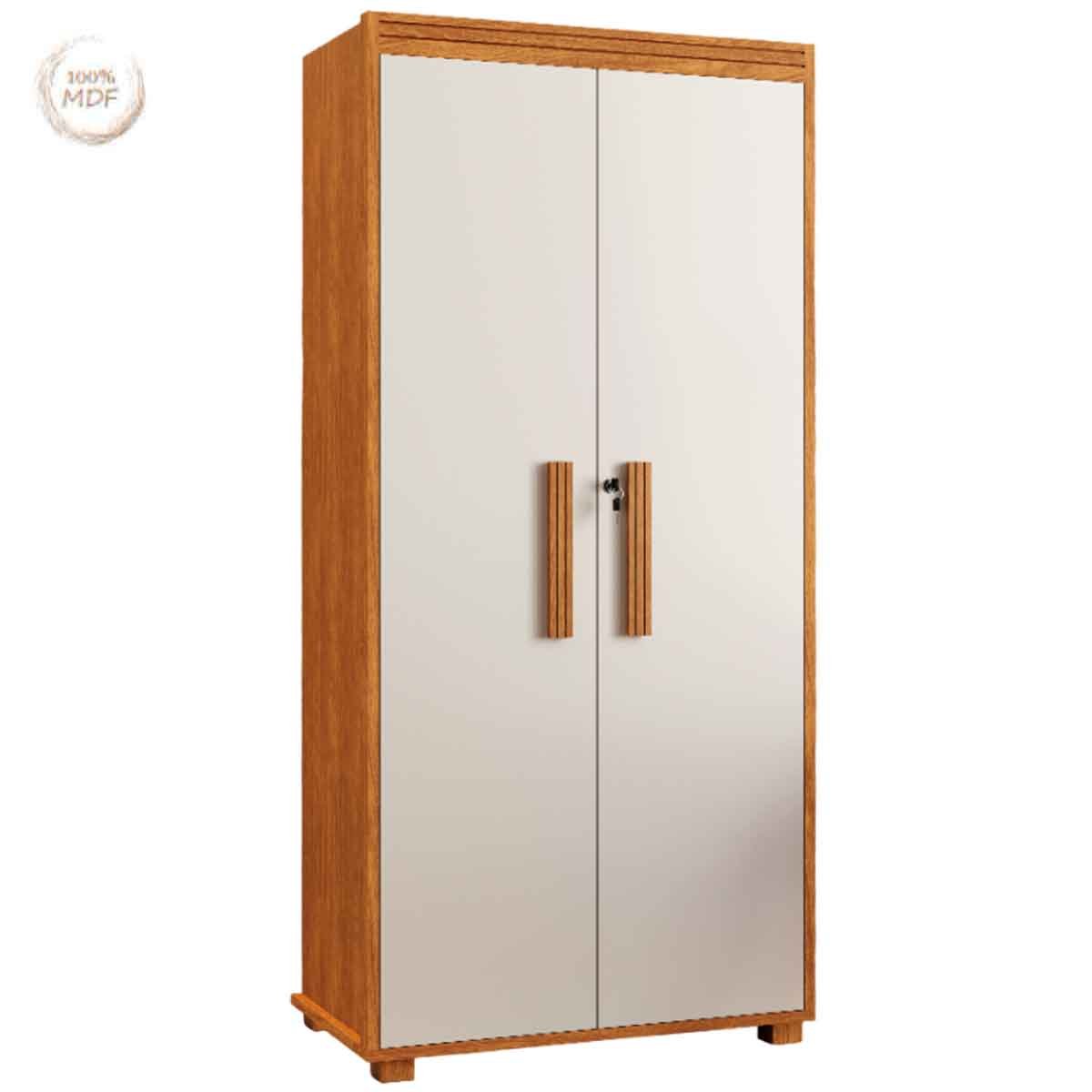 Armário Multiuso 5 Prateleiras 2 Pts c/ Chave 100% MDF Apollo Nature/Off White