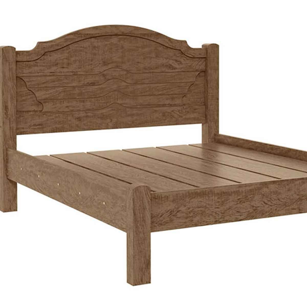 Cama de Casal Madeira 5 Travessas 5 Ripas 100% MDF Master Castanho