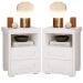 Kit 2 Mesas de Cabeceira Pés Madeira 2 Gavs Tóquio 100% MDF Branco