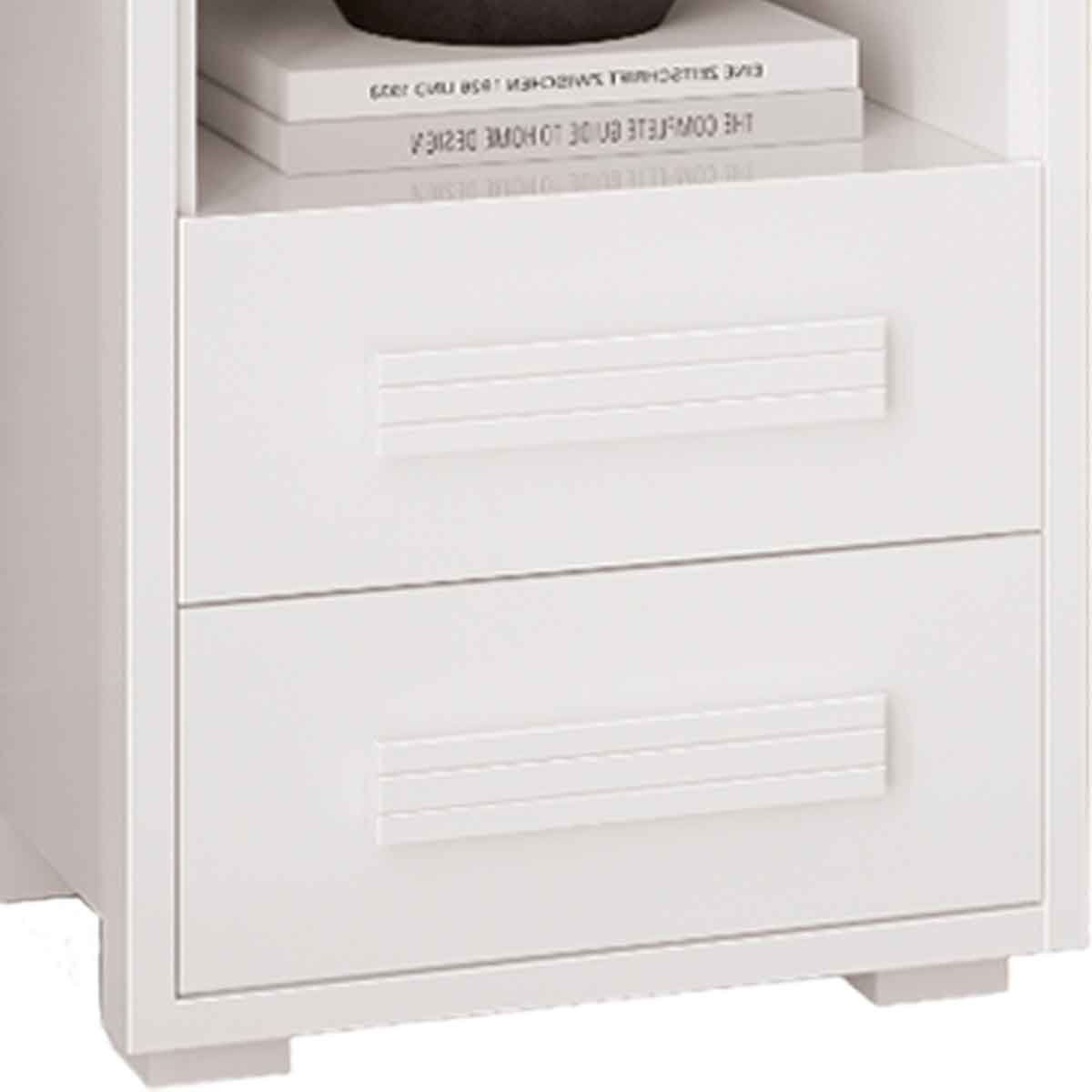 Kit 2 Mesas de Cabeceira Pés Madeira 2 Gavs Tóquio 100% MDF Branco