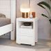 Kit 2 Mesas de Cabeceira Pés Madeira 2 Gavs Tóquio 100% MDF Branco