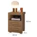 Mesa de Cabeceira Pés Madeira 2 Gavetas Tóquio 100% MDF Castanho