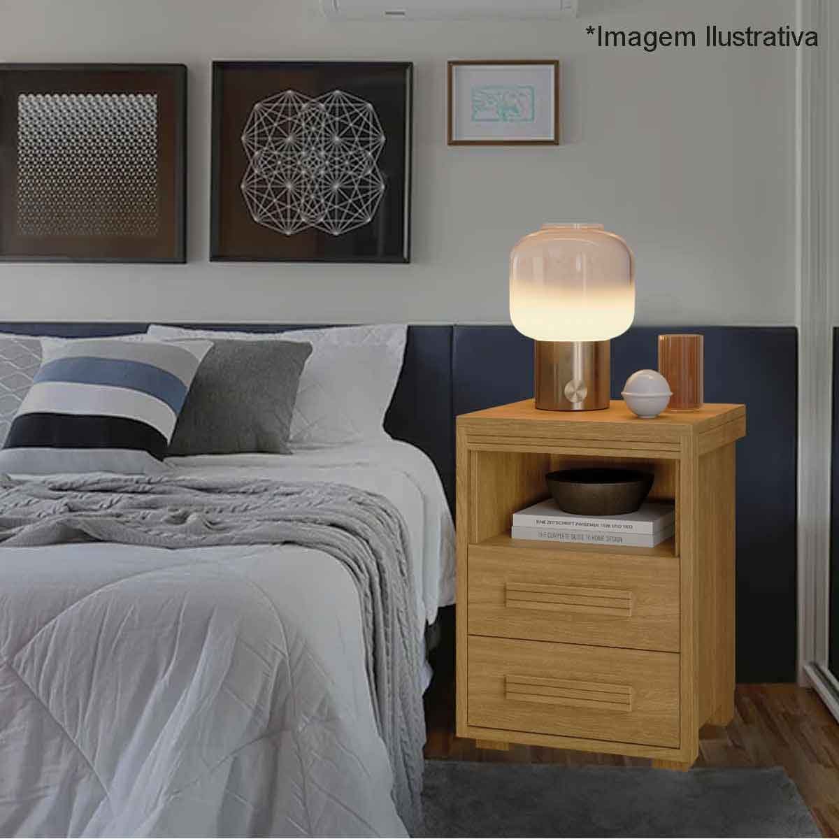 Mesa de Cabeceira Pés Madeira 2 Gavetas Tóquio 100% MDF Cinamomo