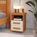 Mesa de Cabeceira Pés Madeira 2 Gavetas Tóquio 100% MDF Nature/Off White