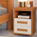 Mesa de Cabeceira Pés Madeira 2 Gavetas Tóquio 100% MDF Nature/Off White