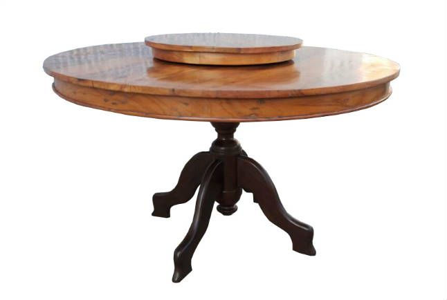  Mesa Adaline Com Prato Giratório em Madeira de Demolição - REF2138
