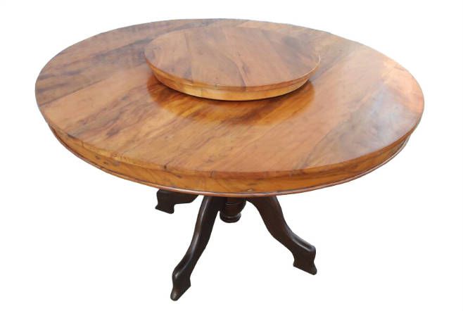  Mesa Adaline Com Prato Giratório em Madeira de Demolição - REF2138