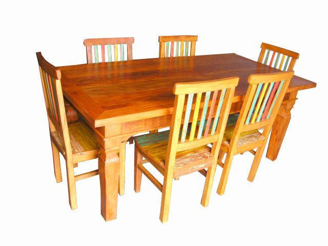 Conjunto Mesa Julia em Madeira de Demolição - Cód 1122