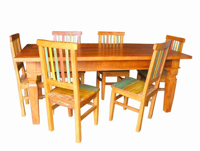 Conjunto Mesa Julia em Madeira de Demolição - Cód 1122