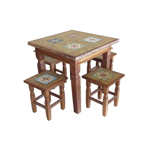 Jogo De Mesa Levine Em Madeira De Demolição - Cód 2433