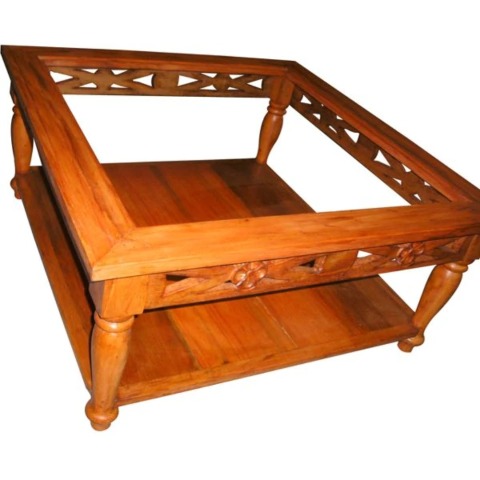 Mesa De Centro Leona Em Madeira De Demolição Para Tampo De Vidro - Cód 892