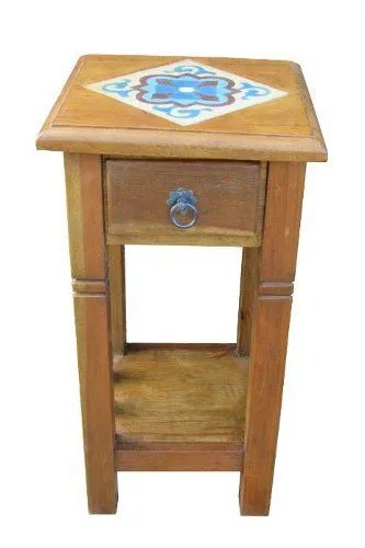 Mesa de Cabeceira Stamps Em Madeira De Demolição - Cód 1303