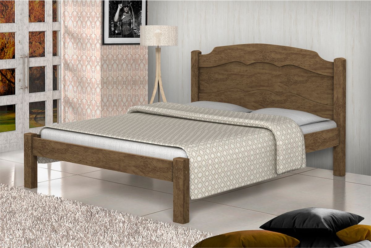 Cama Casal Maciel Castanho Fosco
