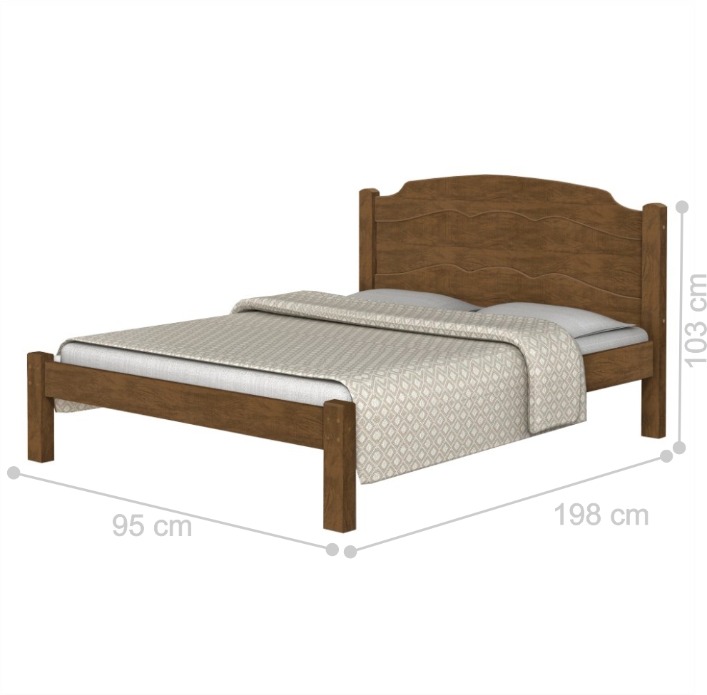 Cama Solteiro Maciel Castanho com Colchão