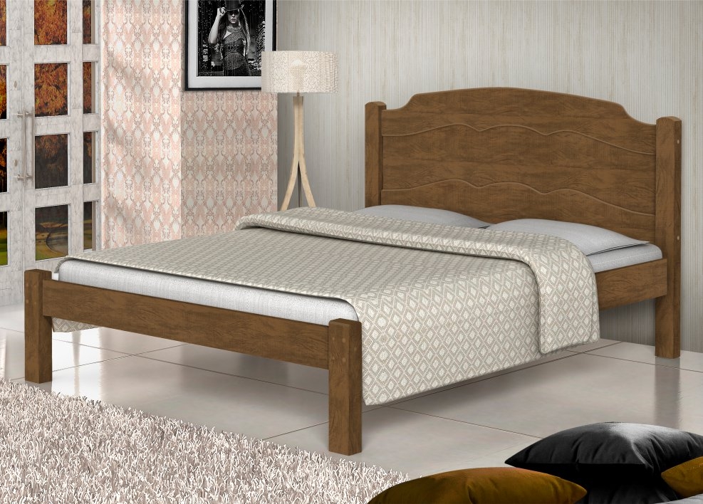 Cama Solteiro Maia Castanho com Colchão