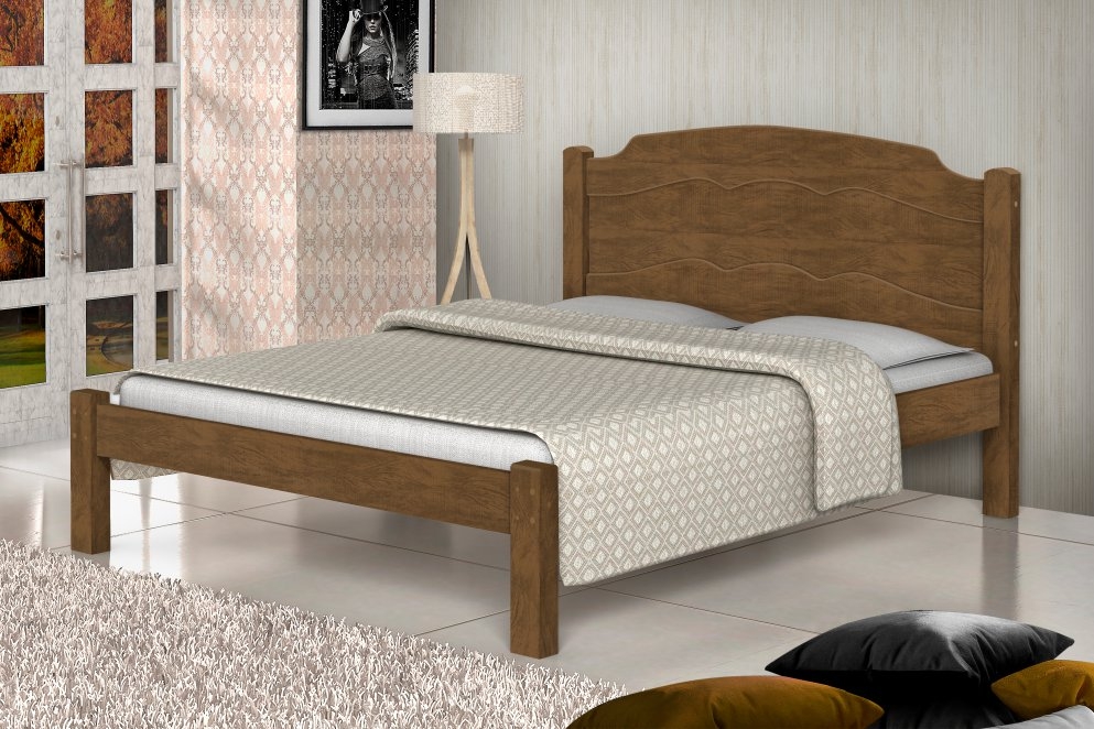 Cama Solteiro Maia Castanho com Colchão