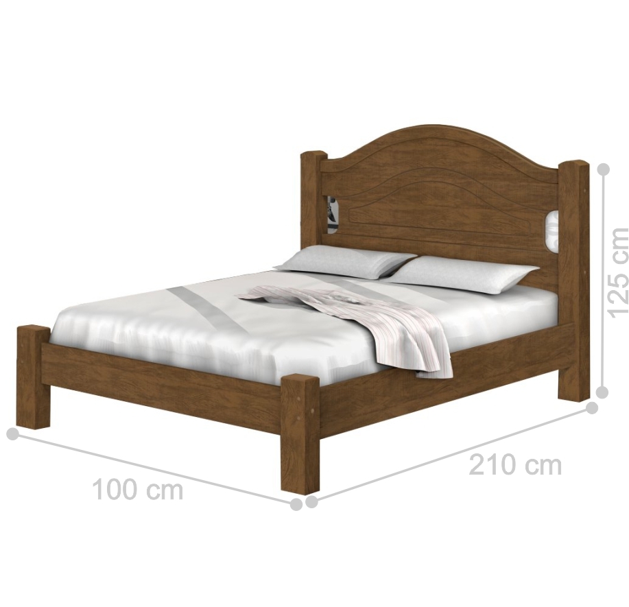 Cama Solteiro Mesquita Castanho com Colchão
