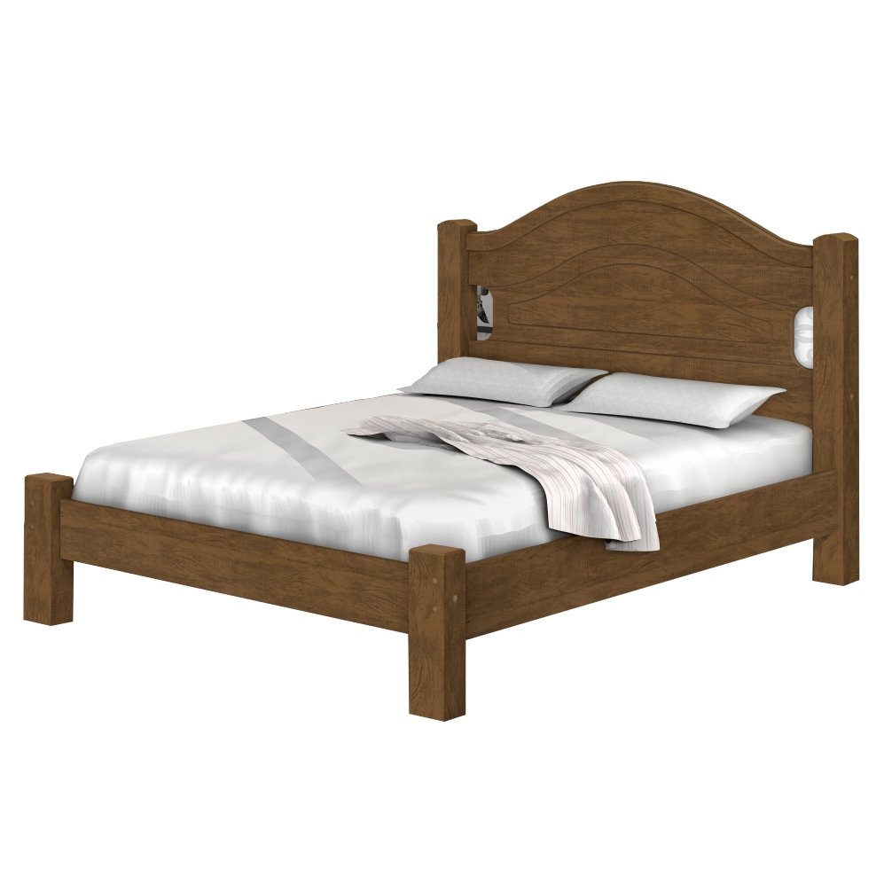 Cama Solteiro Mesquita Castanho com Colchão