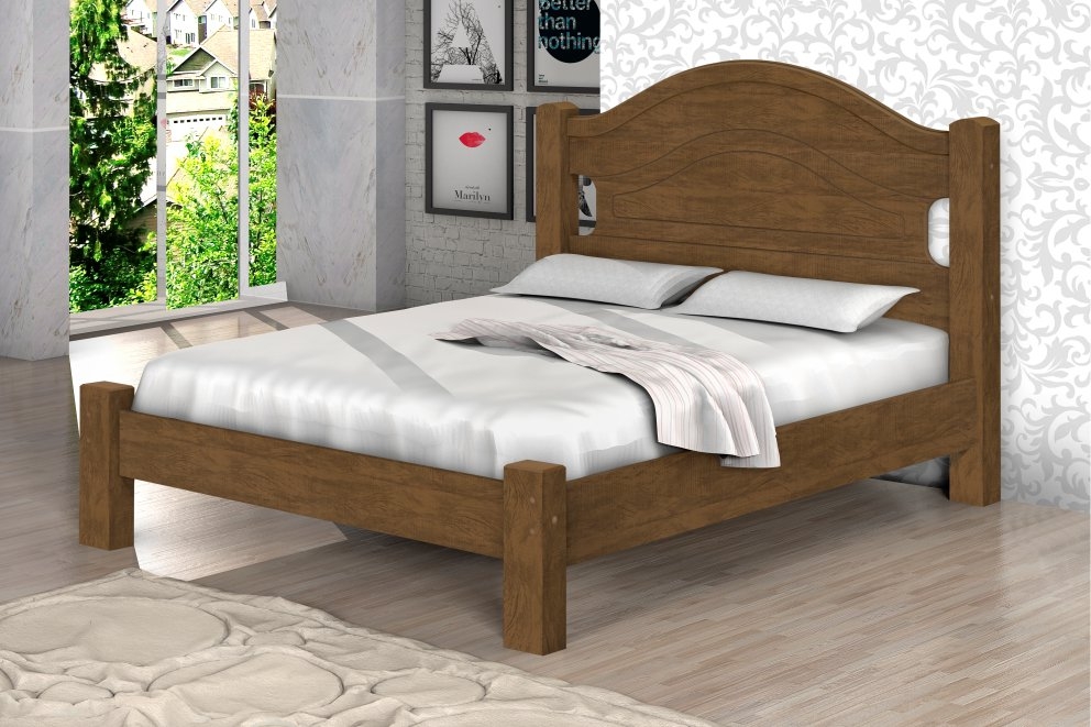 Cama Solteiro Mesquita Castanho com Colchão