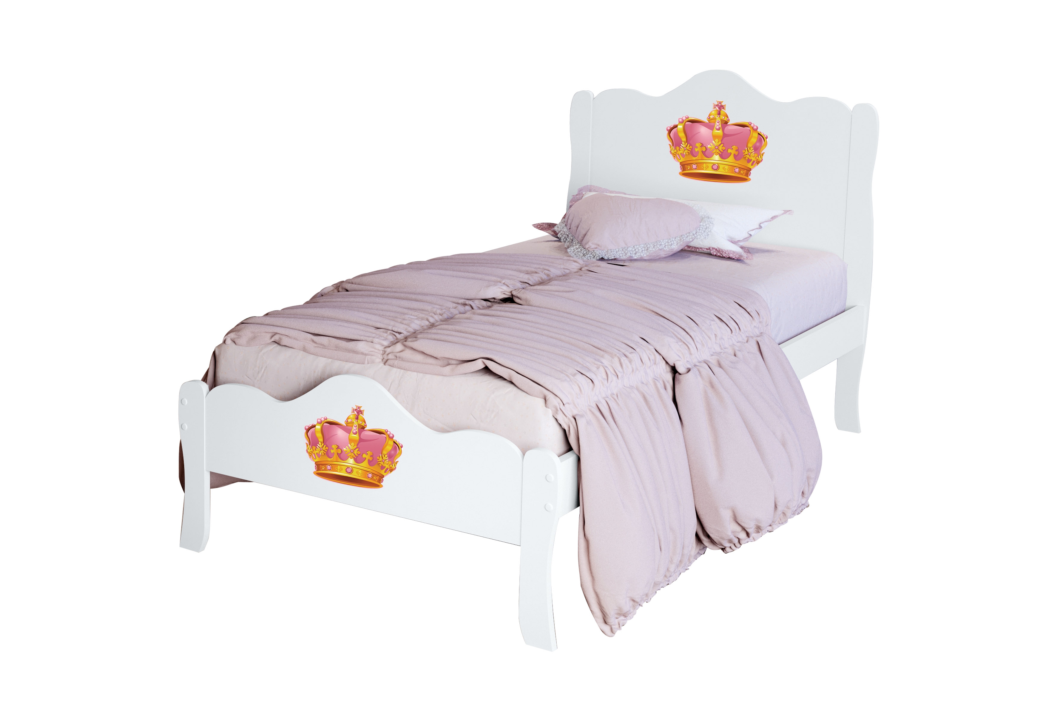 Cama Solteiro Princesa Emily Branco com Colchão