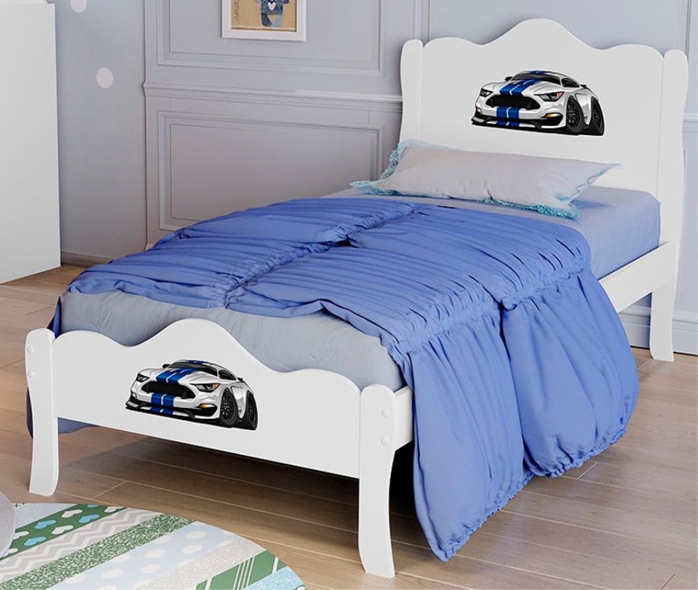 Cama Solteiro Princesa Emily Branco com Colchão