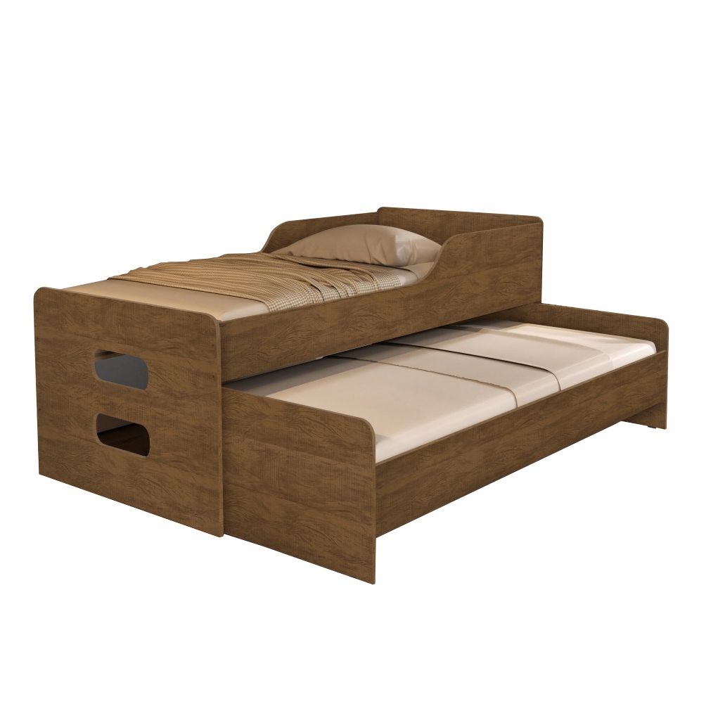 Cama com Auxiliar Veneza Castanho com Colchão