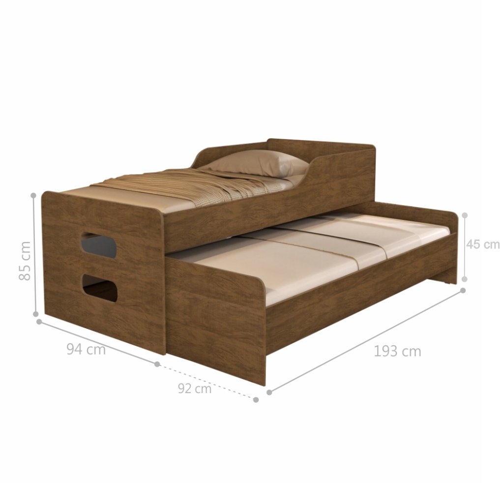 Cama com Auxiliar Veneza Castanho com Colchão