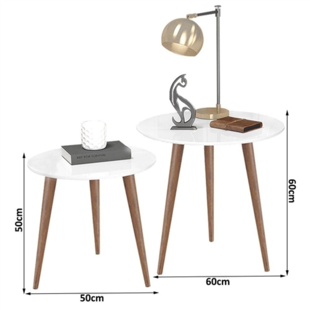 Conjunto de Mesas de Apoio e Lateral Teles Branco