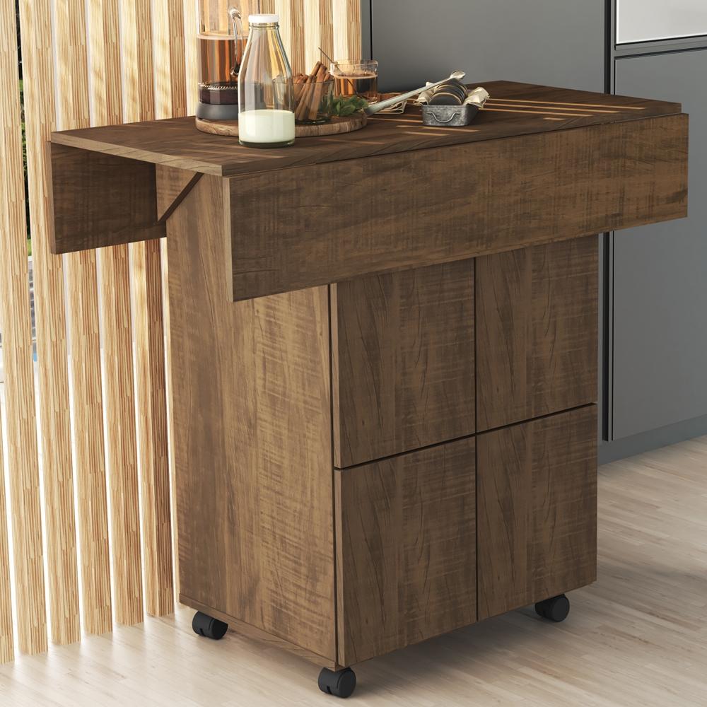 Mesa Retrátil Ana com Banquetas - Marrom