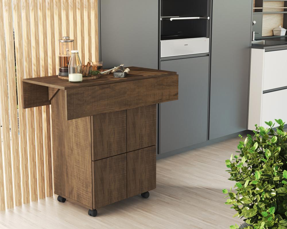 Mesa Retrátil Ana com Banquetas - Marrom