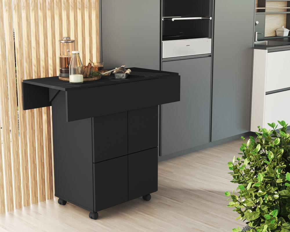 Mesa Retrátil Ana com Banquetas - Preto