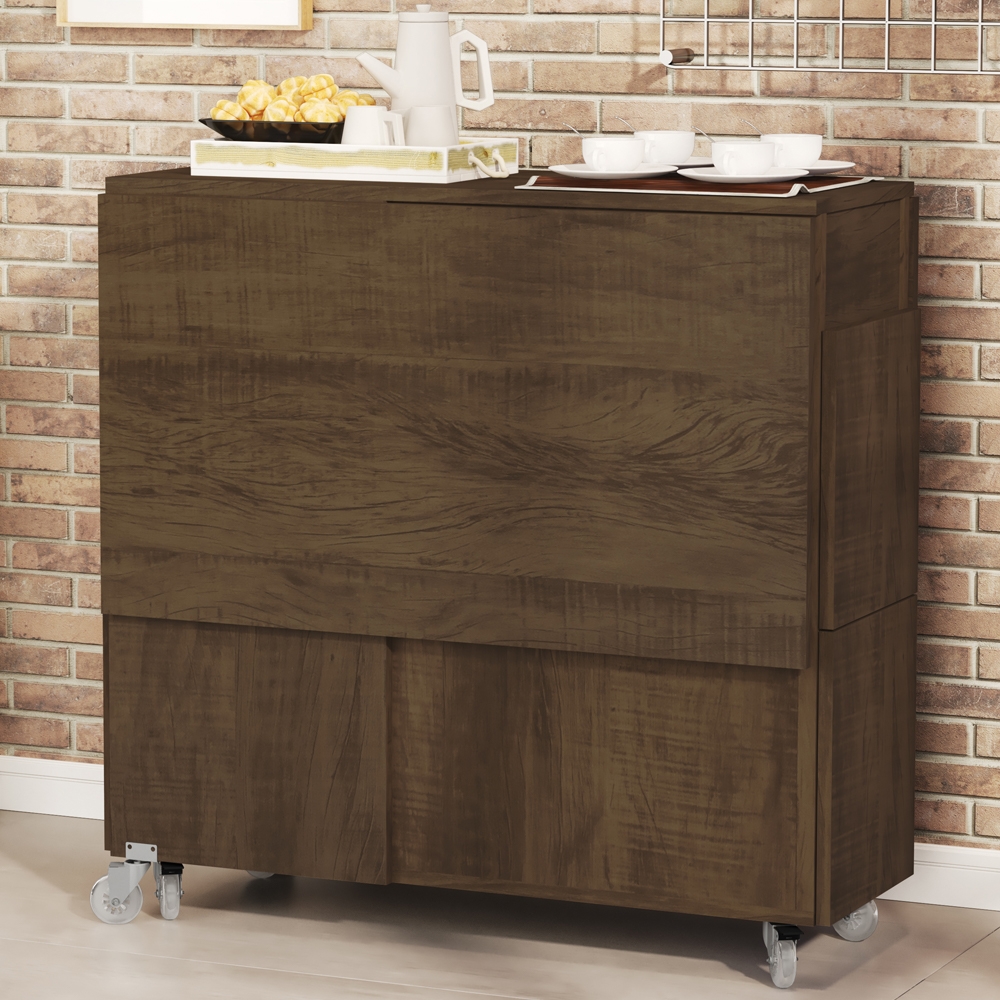 Mesa Retrátil com Banquetas Castanho