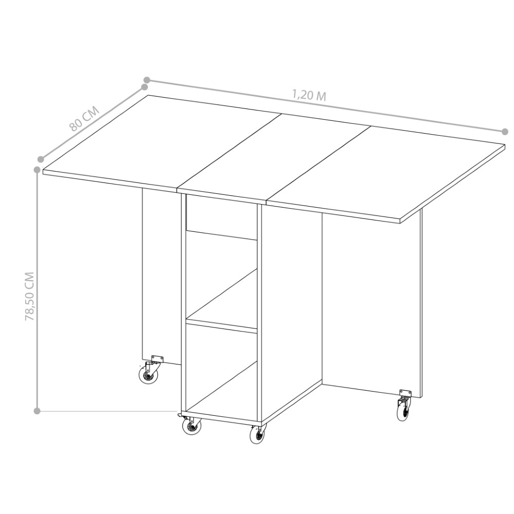 Mesa Retrátil com Banquetas Castanho