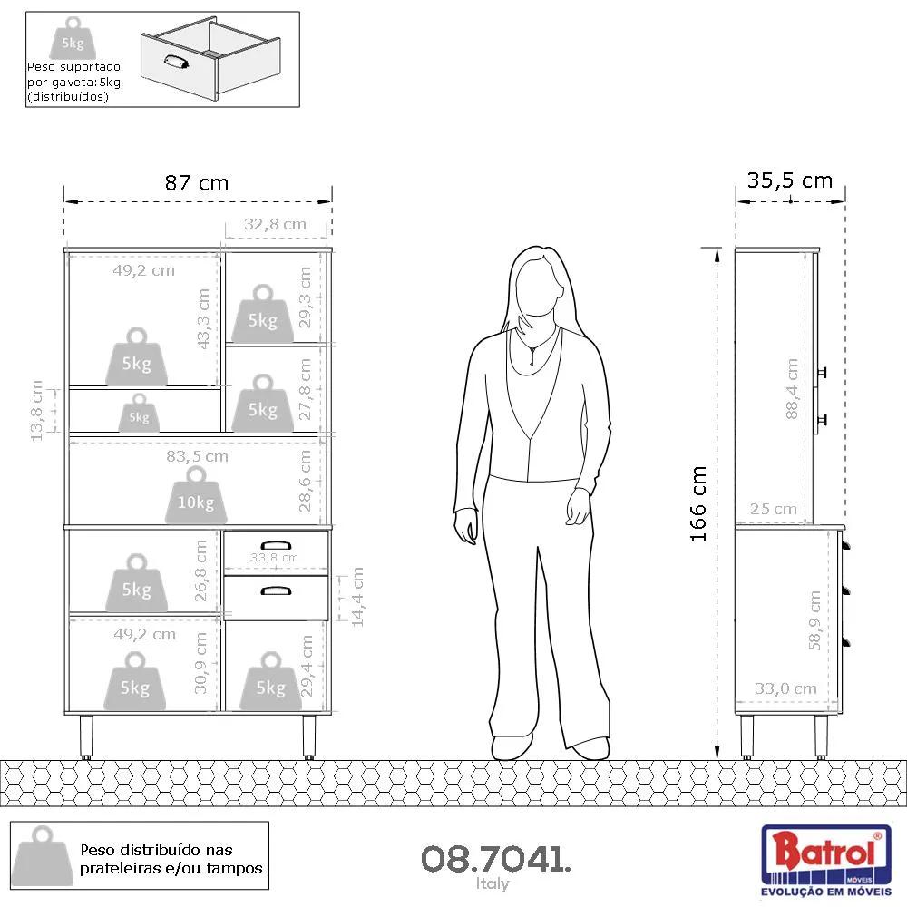 Kit De Cozinha Branco Com 6 Portas 2 Gavetas Armário Moderno Espaçoso Com Cristaleira Luxo 6p