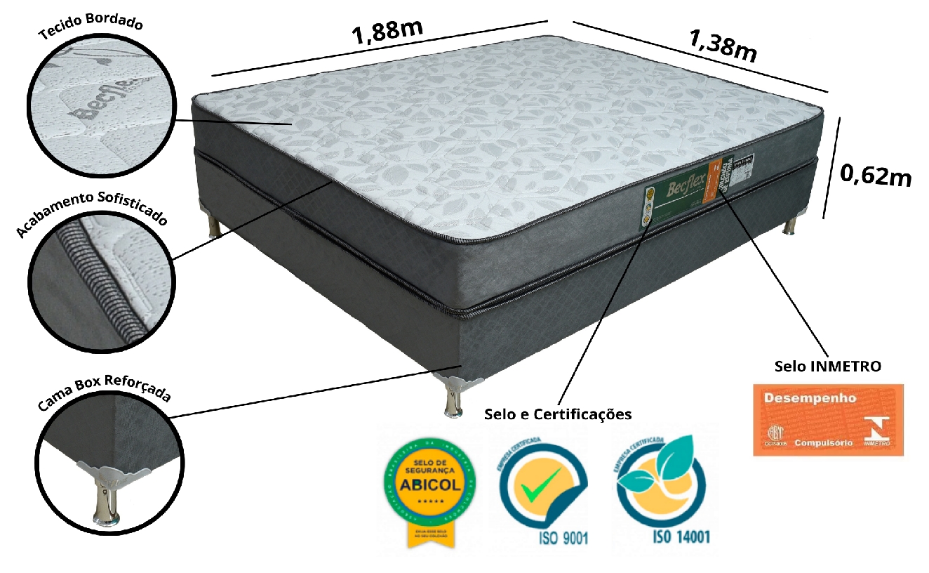 Conj.( Box + Colchão) Becflex Titan Diamond Casal 1,38 m