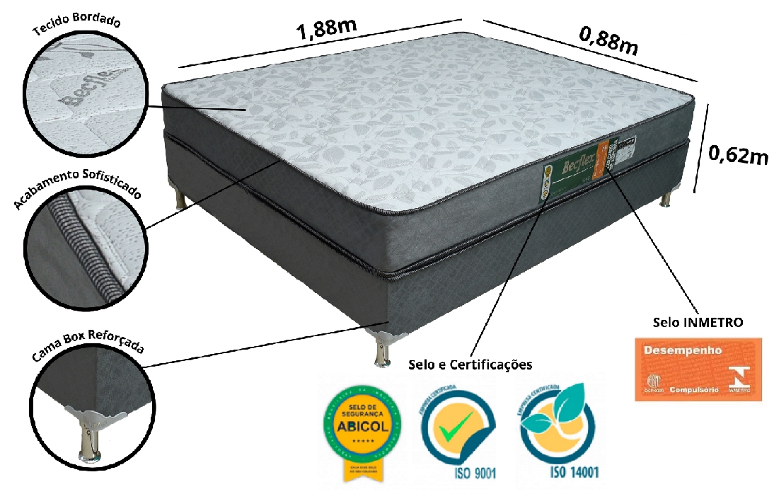Conj.( Box + Colchão) Becflex Titan Diamond Solteiro 88 cm