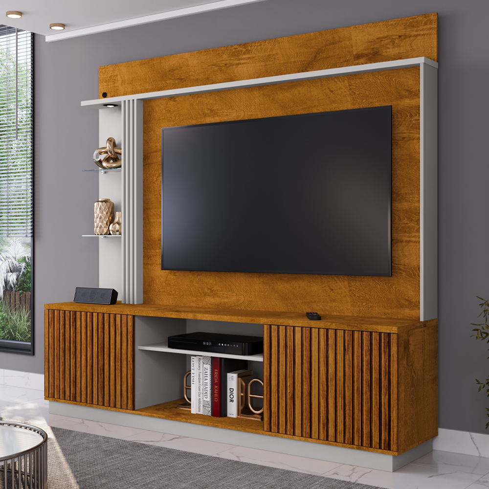  Estante Home Tv 65 Pol 201 cm Atlanta Naturalle Off White BECHARA