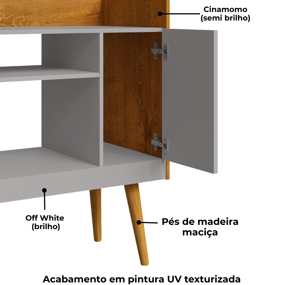 Aparador Bar Cafe 1 Porta Cafe 71 cm Cinamomo Off White BECHARA