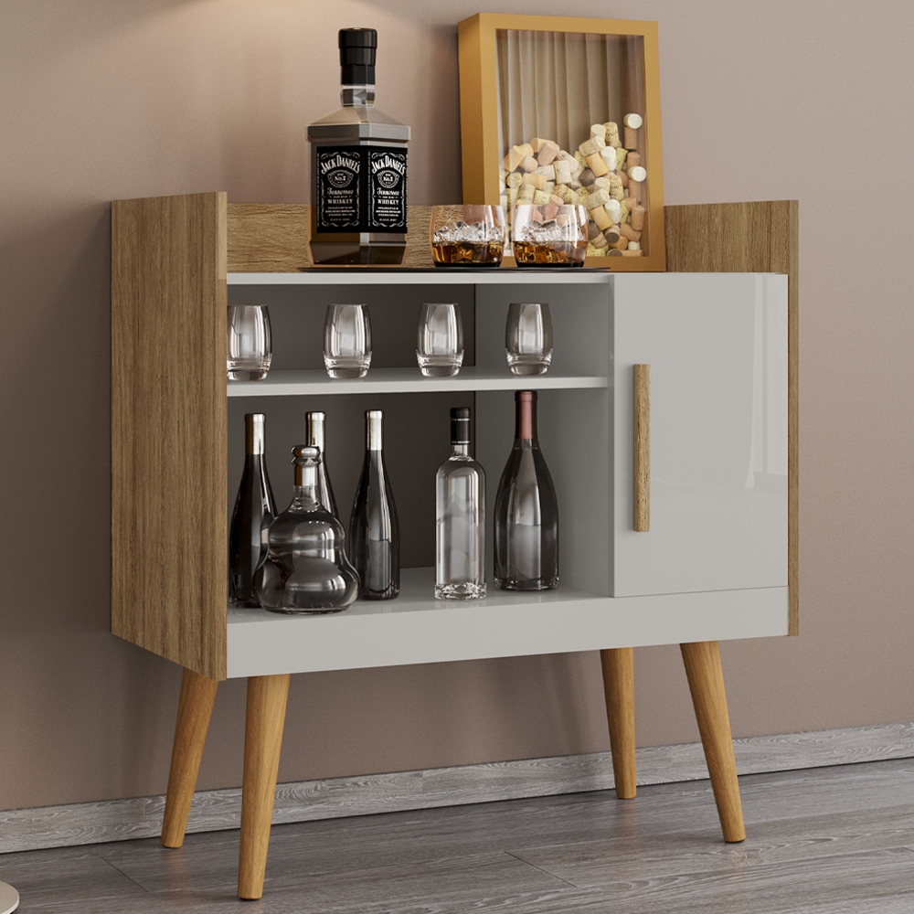 Aparador Bar Cafe 1 Porta Cafe 71 cm Naturalle Off White BECHARA