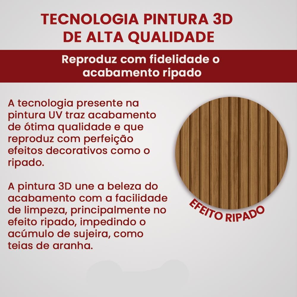 Armário para Banheiro com Espelho Maia Branco Pintura 3D Ripada