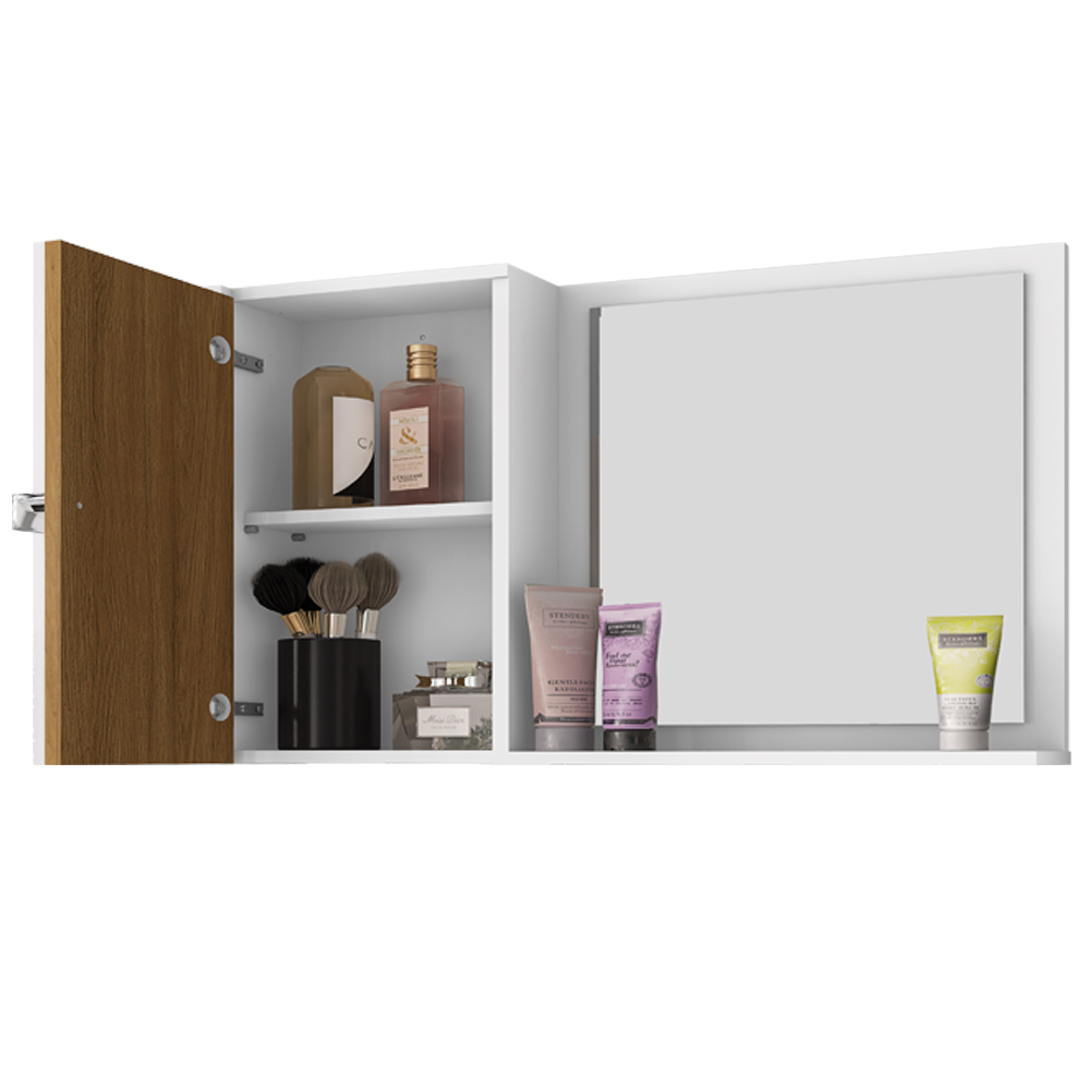 Armario Espelheira 1 Porta 57 cm Genova Branco Ripado BECHARA
