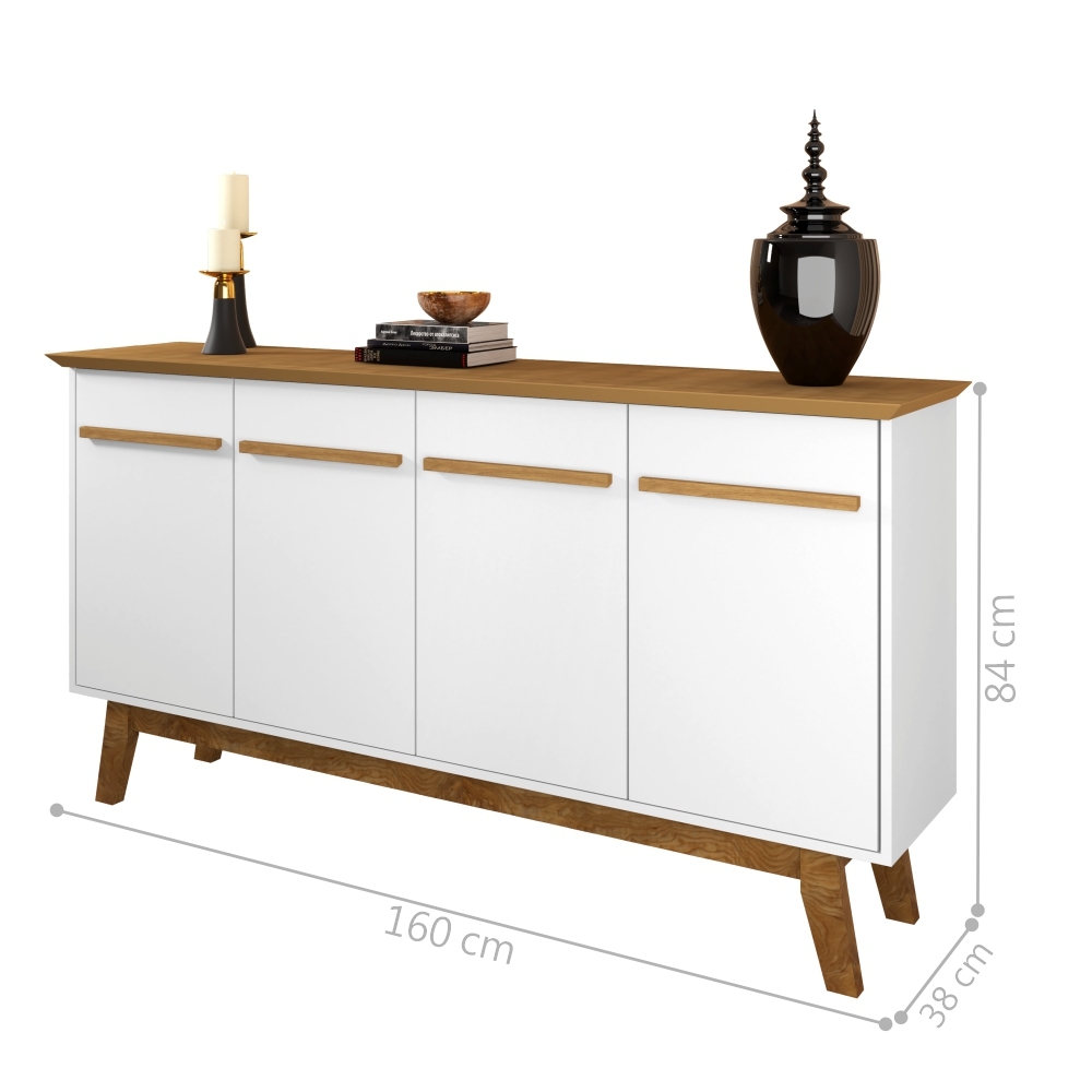 Balcão 4 Portas Valiente Branco Cinamomo