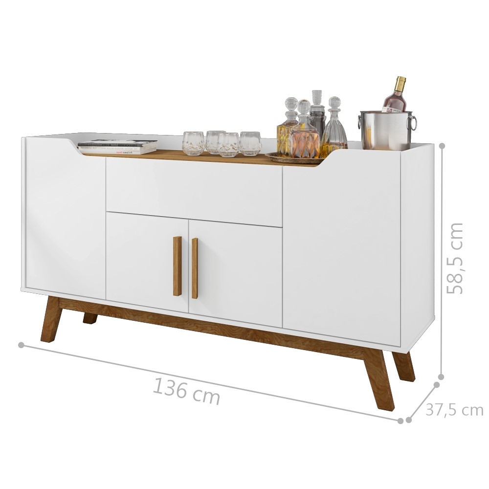 Balcão 4 Portas e Gaveta Revolution Branco Cinamomo