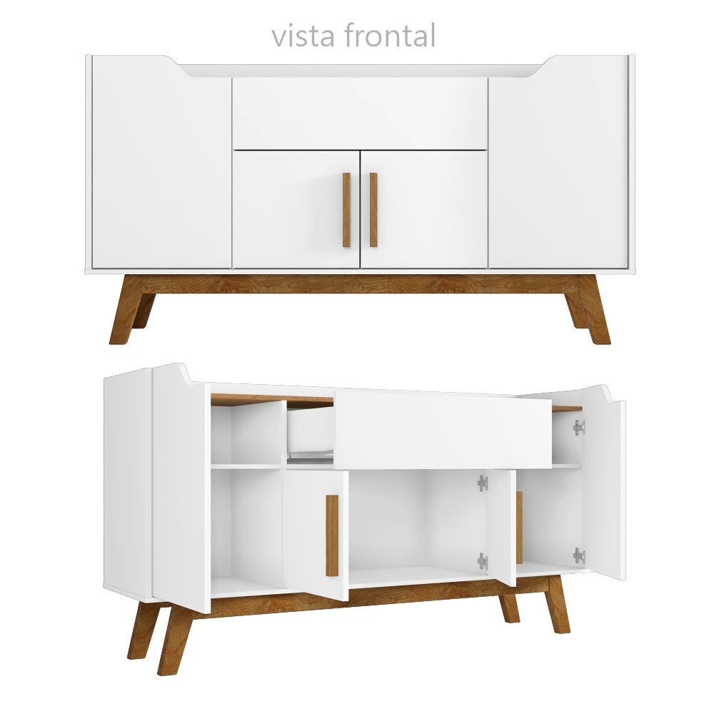 Balcão 4 Portas e Gaveta Revolution Branco Cinamomo