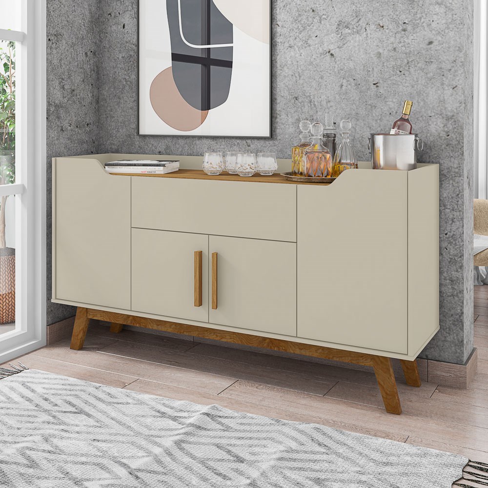 Balcão Aparador Buffet 4 Portas 1 Gaveta Future Off White/Cinamomo - Bechara