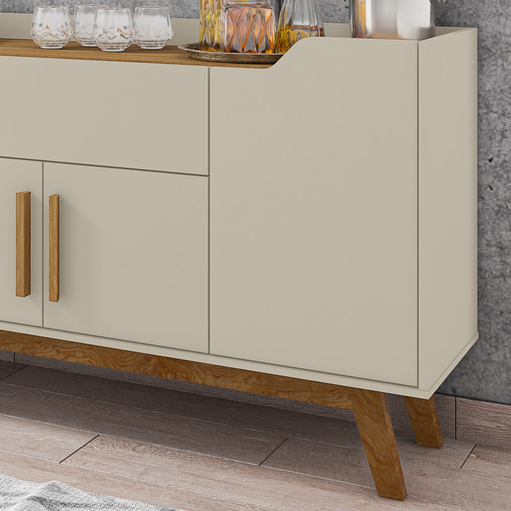 Balcão Aparador Buffet 4 Portas 1 Gaveta Future Off White/Cinamomo - Bechara