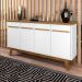 Balcão Aparador Buffet Opala 3 Portas Madeira Cinamomo/Branco - Bechara