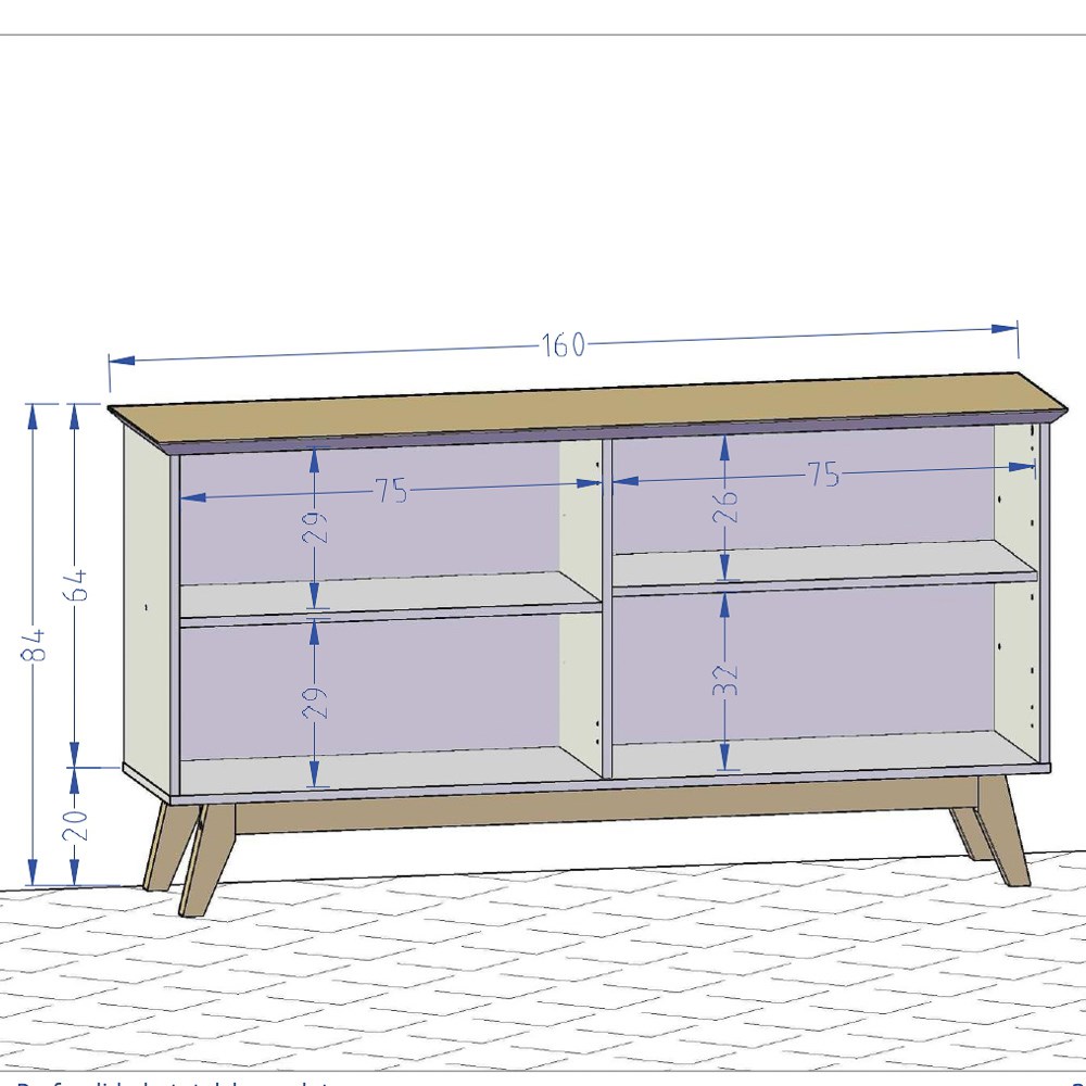 Balcão Aparador Buffet Opala 3 Portas Madeira Cinamomo/Branco - Bechara