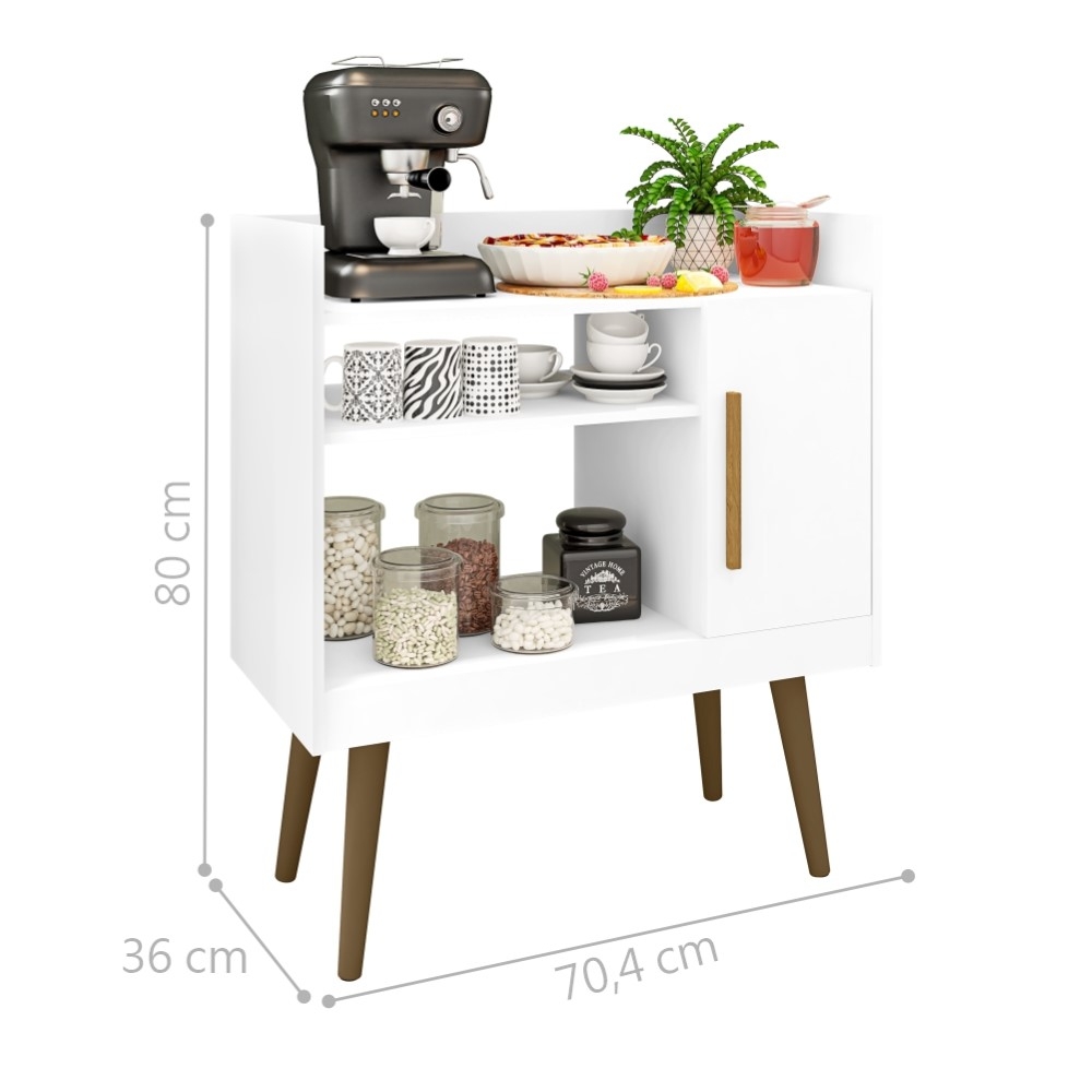 Bancada Aparador Café com Porta Lincon Branco