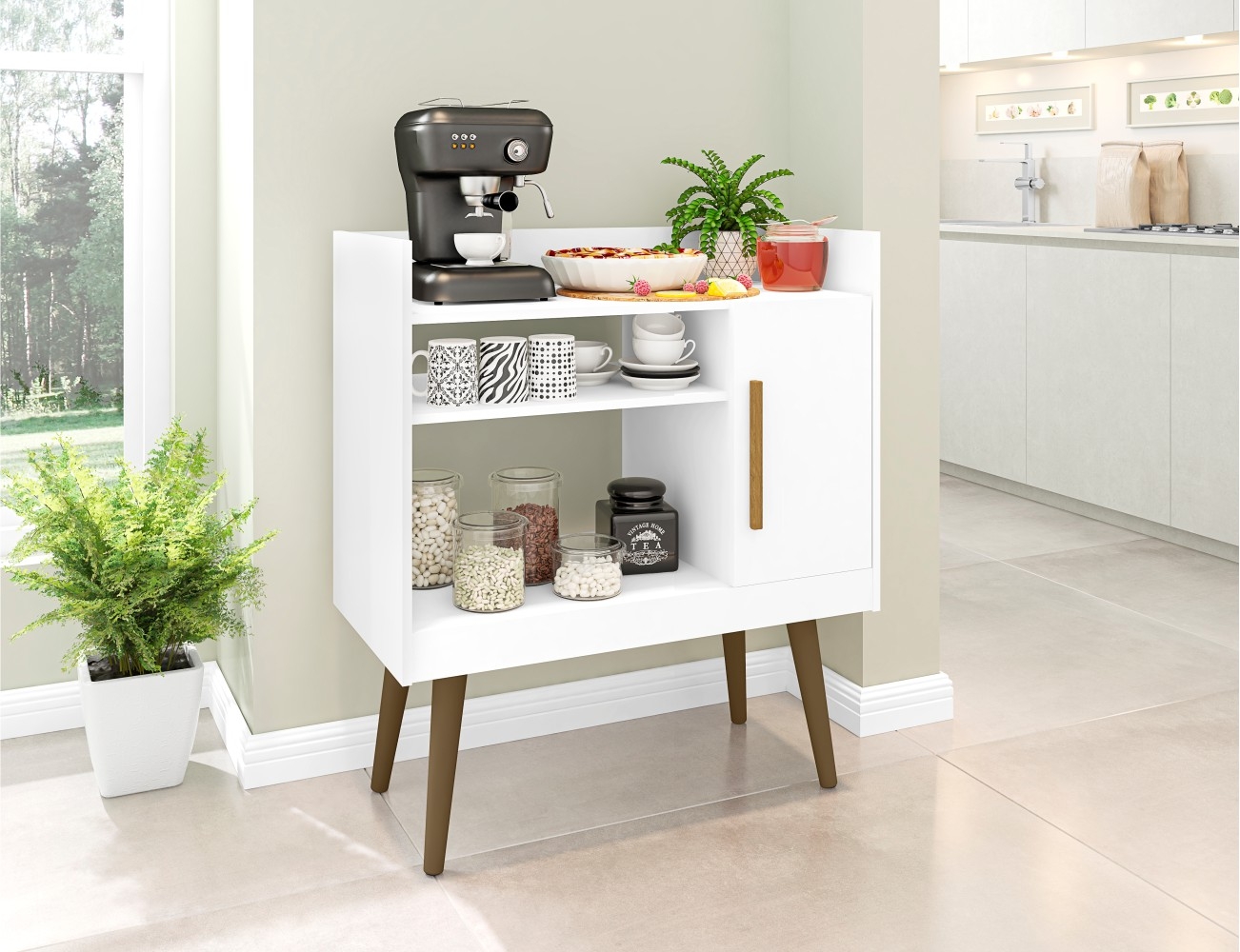 Bancada Aparador Café com Porta Lincon Branco